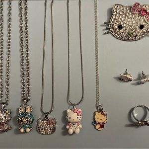 Hello Kitty Silver Tone Jewel Textured Jewelry Collection